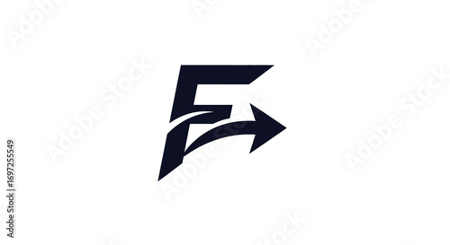 Forward Momentum: Abstract Letter F Logo with Dynamic Arrow Design concept idea