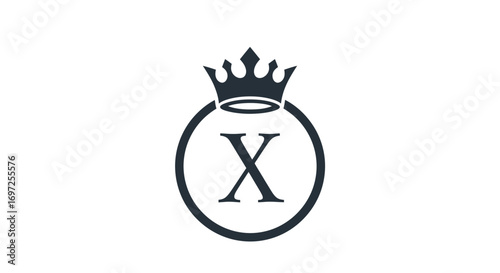 Elegant monogram logo design featuring the letter X adorned with a regal crown emblem