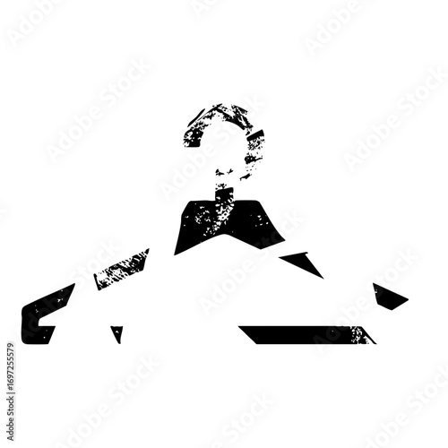 Vector Abstract silhouette of a person with raised hands