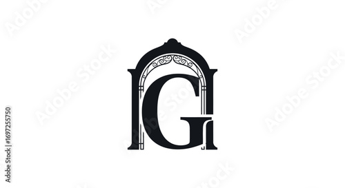 Elegant letter G logo with ornate archway design forming a unique monogram concept