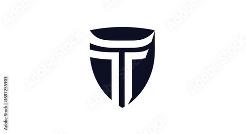 Elegant geometric logo design showcasing a stylized letter T within a shield emblem