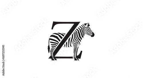 Elegant monochrome logo design featuring a zebra silhouette integrated with the letter Z