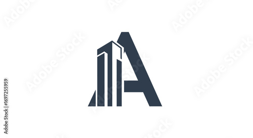 Letter A with Cityscape Silhouette for Real Estate and Property Development Branding Solution