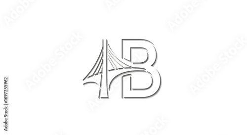 Modern emblem with bridge motif integrated into letterforms and subtle shadow detail