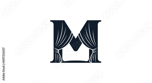 Elegant letter M logo design crafted with draped fabric elements enhancing sophistication