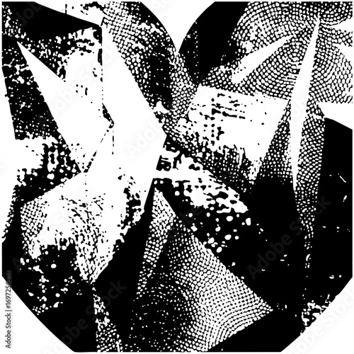 Vector Abstract geometric featuring intersecting shapes and dotted textures.