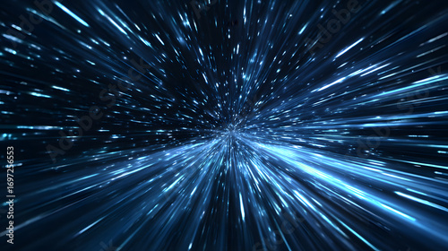 Abstract Animated Star Wars Themed Background with Lghtspeed Effect and Blue Lght Streaks