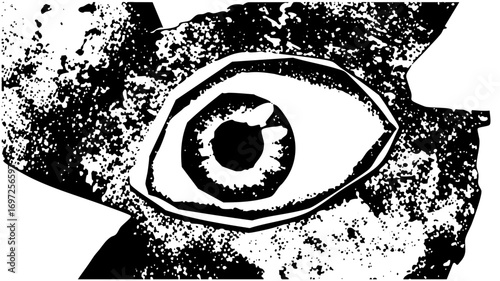 Vector Intense eye with distressed texture.