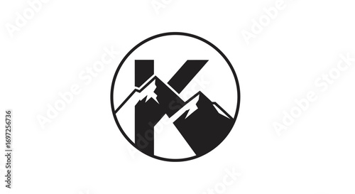 Stylized Letter K Mountain Crest Logo for Adventure Brand Identity Exploration