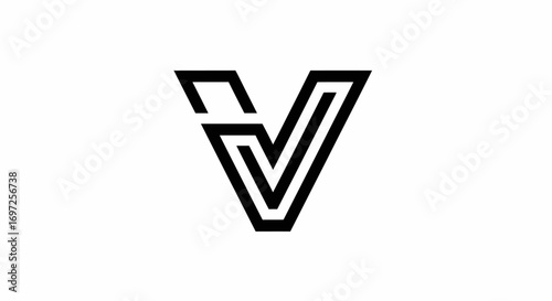 Foto Striking design featuring letter V with interwoven lines creating a bold visual