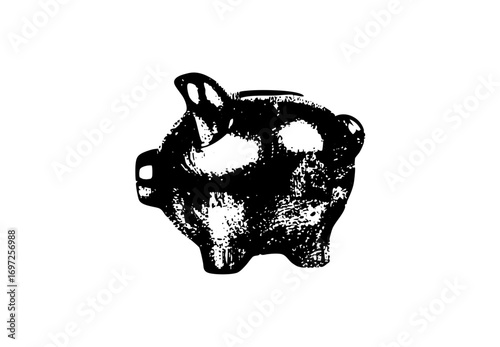 Vector Black silhouette of a classic piggy bank .