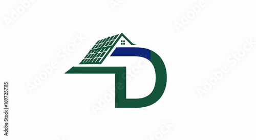 Innovative logo concept representing sustainable energy solutions for residential properties