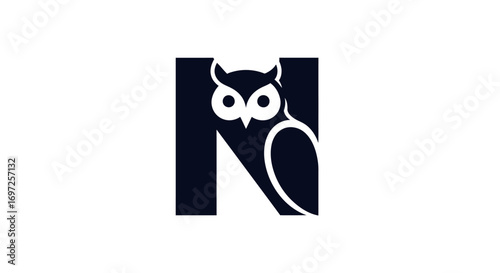 Elegant owl and letter N logo design, a fusion of nature and typography providing a modern aesthetic