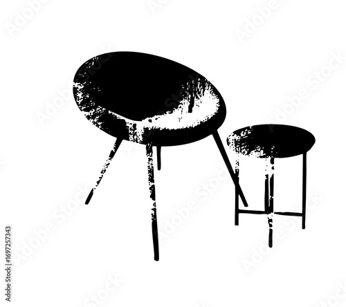 Vector Minimalist furniture set featuring a chair and stool .