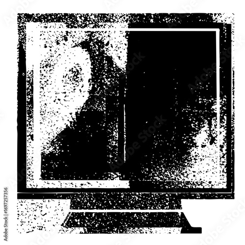 Vector Vintage television displaying abstract static .