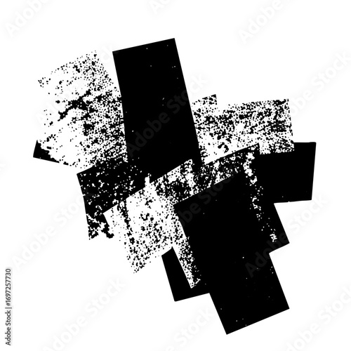 Vector Abstract black cross shapes create a distressed .