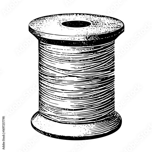 Vector Detailed of a full spool of thread.