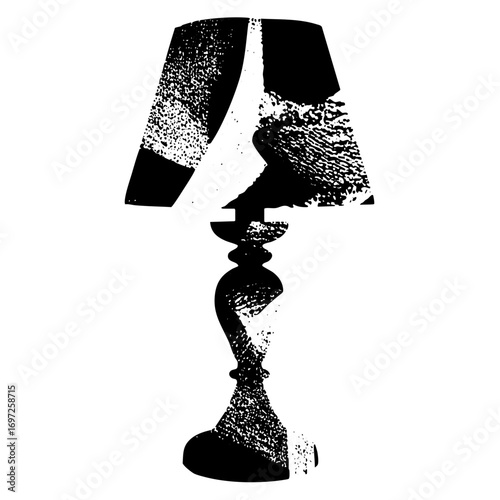 Vector Dualistic of a lamp and a face in a textured monochrome style.