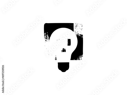 Vector Distressed question mark with a hidden skull .