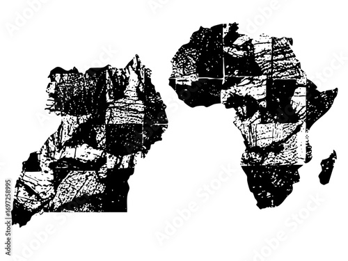 Vector Stylized continent outlines of Europe and Africa as elements.