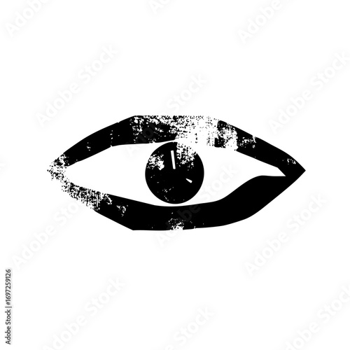 Vector Distressed monochrome eye with a bold style.