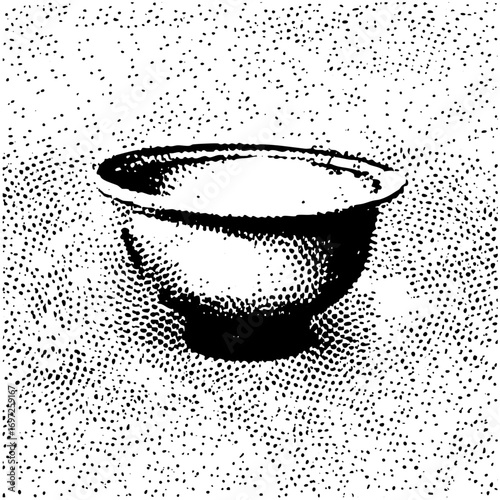 Vector Detailed of a ceramic bowl with a speckled texture.