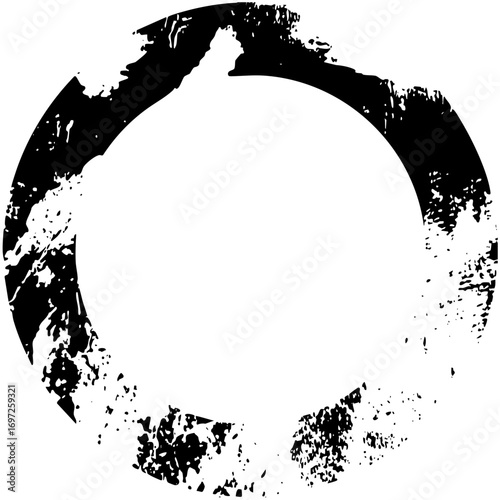 Vector Distressed circular frame with textured edges creates a grunge effect.