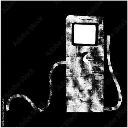 Vector Detailed fuel dispenser with hose and nozzle.