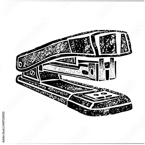 Vector Detailed of a vintage office stapler.