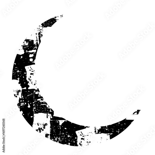 Vector Distressed moon element.