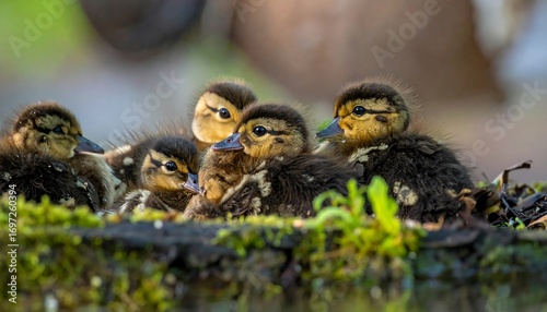 Close-up of ducklings in a nest