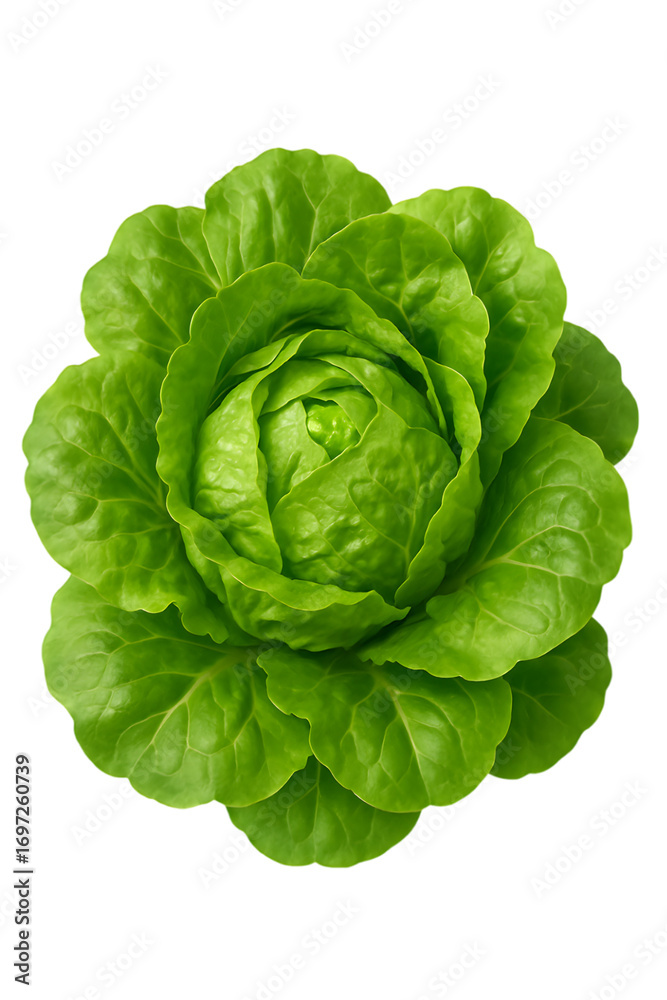 Obraz premium . Fresh Green Lettuce with Curly Leaves Isolated on White Background – Healthy Vegetable Illustration