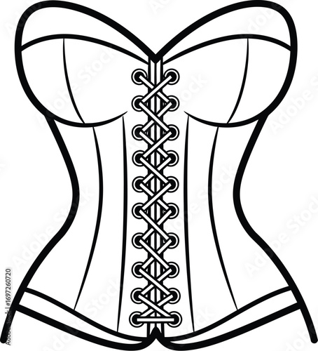 Elegant black and white illustration of a classic laced corset.