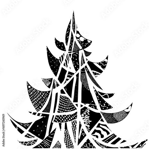 Vector Abstract fox composed of geometric shapes and .