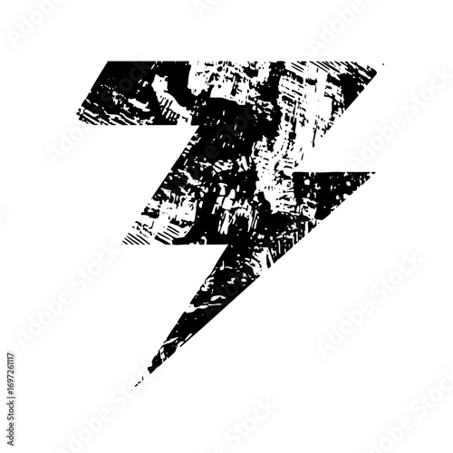 Vector Bold distressed lightning bolt element.