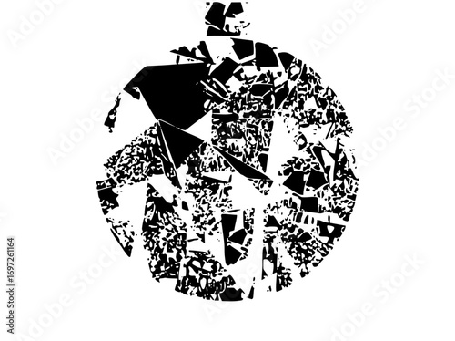 Vector Abstract shattered figure depicts a dynamic human form.