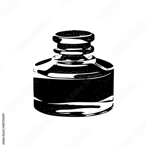 Vector Vintage inkwell with detailed vector shapes.