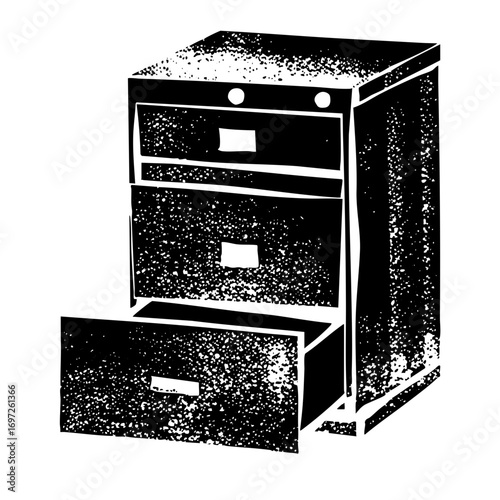 Vector Black filing cabinet with open drawer