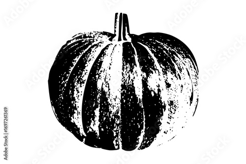 Vector Bold black vector of a ribbed pumpkin.