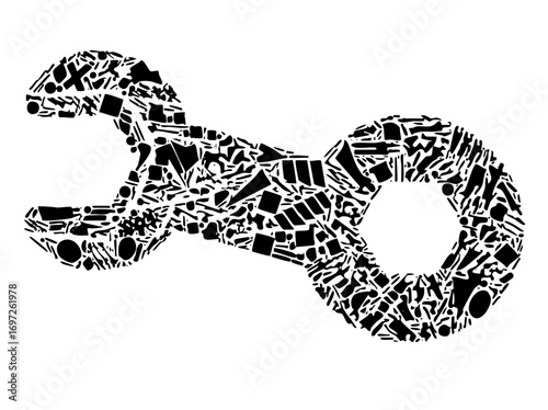 Vector Abstract reptile silhouette composed of geometric shapes.