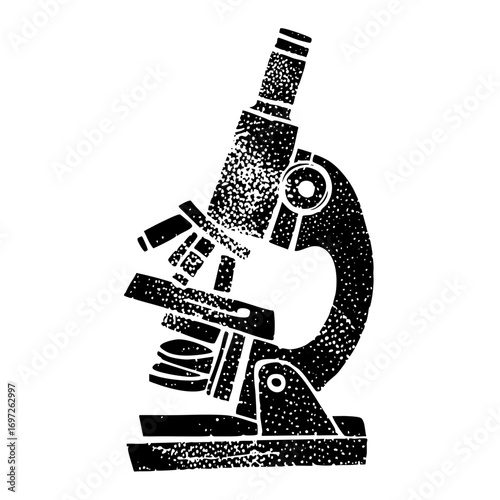 Vector Detailed monochrome of a laboratory microscope.