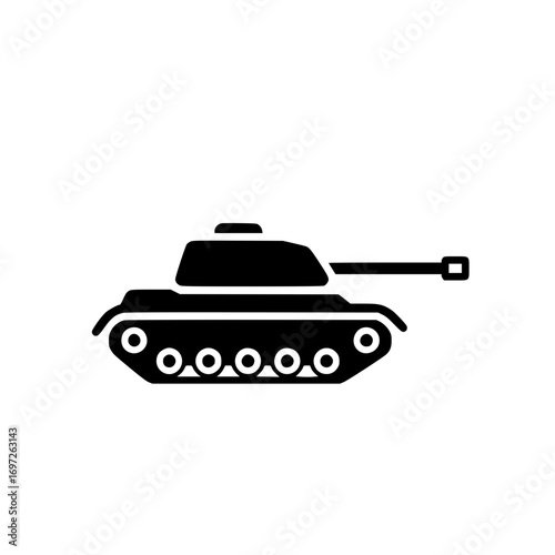 Military tank vehicle vector icon symbolizing army transport, battle defense, and war strategy