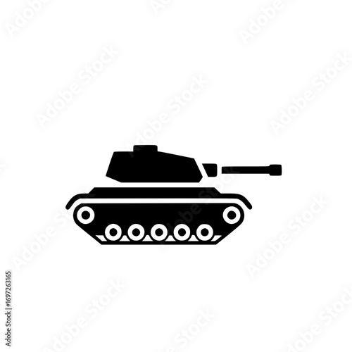 Military tank vector icon representing defense vehicle, armored transport, and war equipment