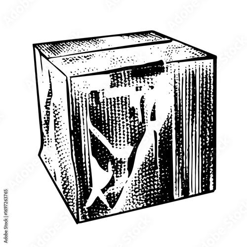 Vector Geometric sculpture depicts a figure with outstretched arms.