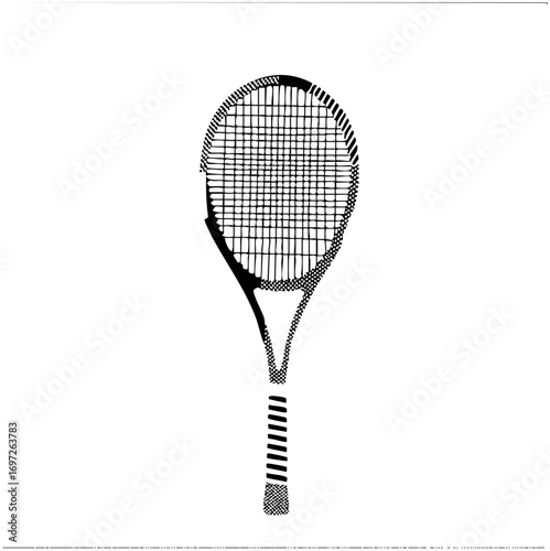 Vector Detailed black vector of a tennis racket.