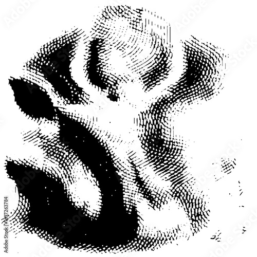 Vector Detailed black paw print with textured fill.