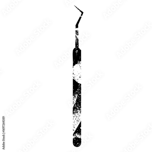 Vector Dental instrument depicts a curved probe for professional care.