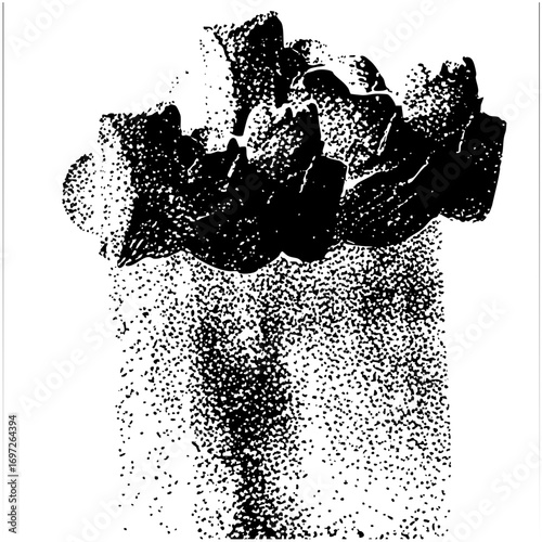 Vector Abstract floral bloom with scattered particles.