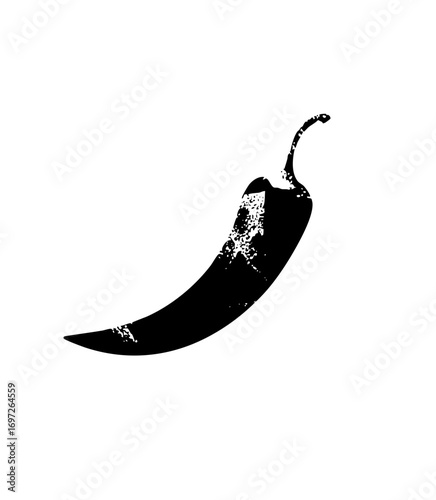 Vector Bold black chili pepper with a textured finish.