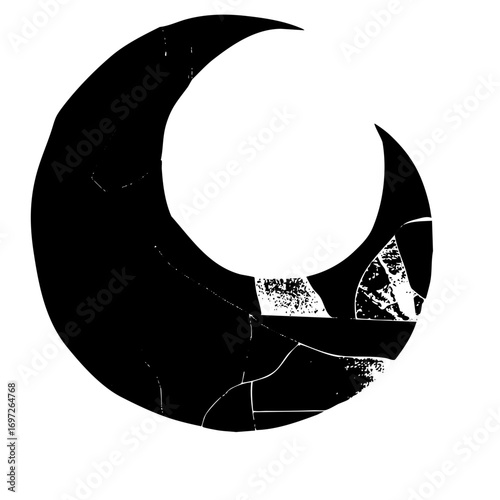 Vector Hooded figure silhouette with moon backdrop.